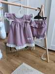 Komplet zestaw newbie 62 68 bluzka spodenki lato Boho koronka