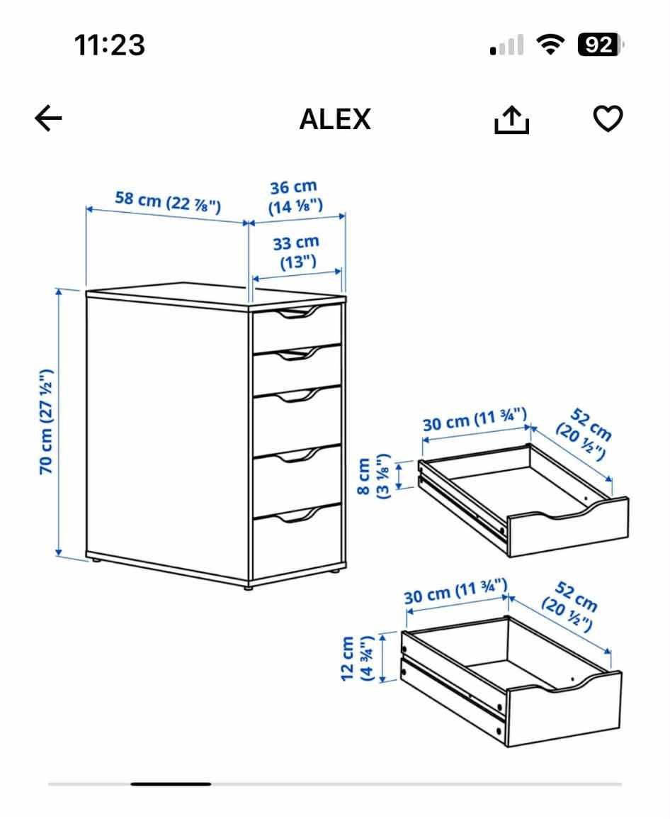 Komoda, Szafka 5 szuflda ALEX IKEA (bez kółek)