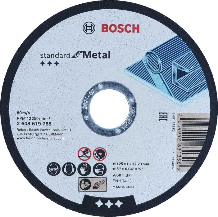 BOSCH Tarcza Standard, prosta, 125×1×22,23mm, w wiaderku 100 szt.