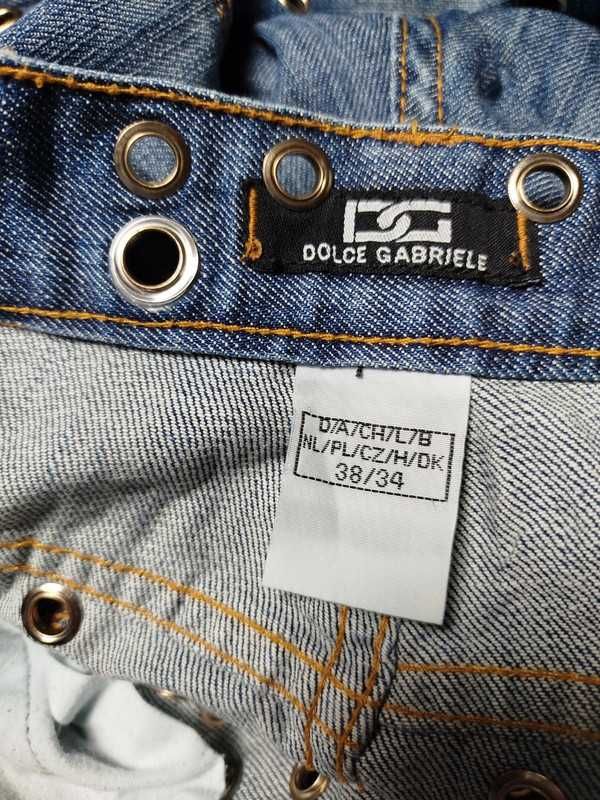 Y2K Dolce Gabriele Studded Avant Garde Spodnie Jeansowe 54/34 tall