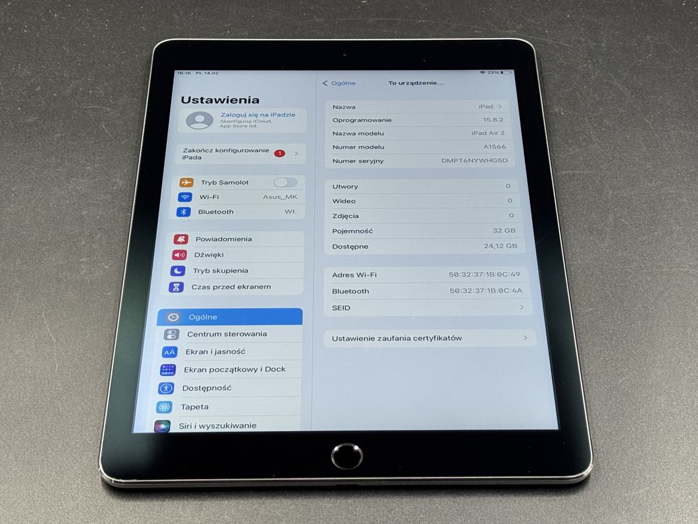 iPad Air 2 (A1566) - 64GB - faktura VAT 23%