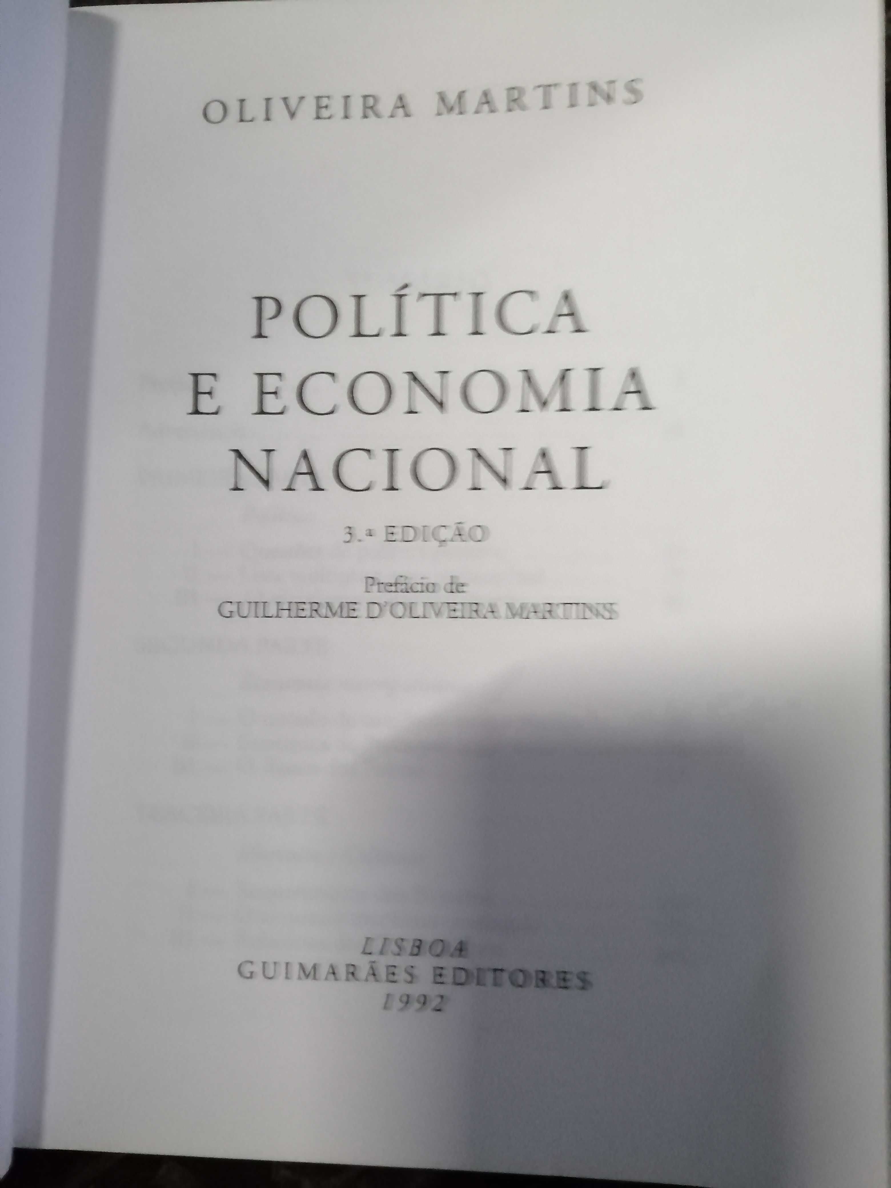 politica e economia nacional , oliveira martins 1992