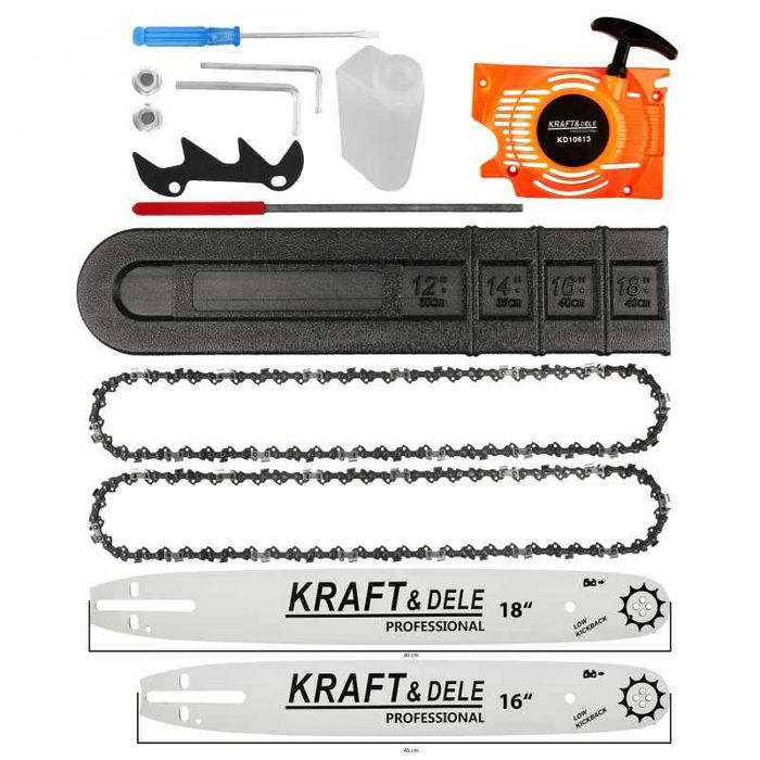 MEGA zestaw Piła spalinowa 5,9KM 2x prowadnica 16" / 18" KD10613