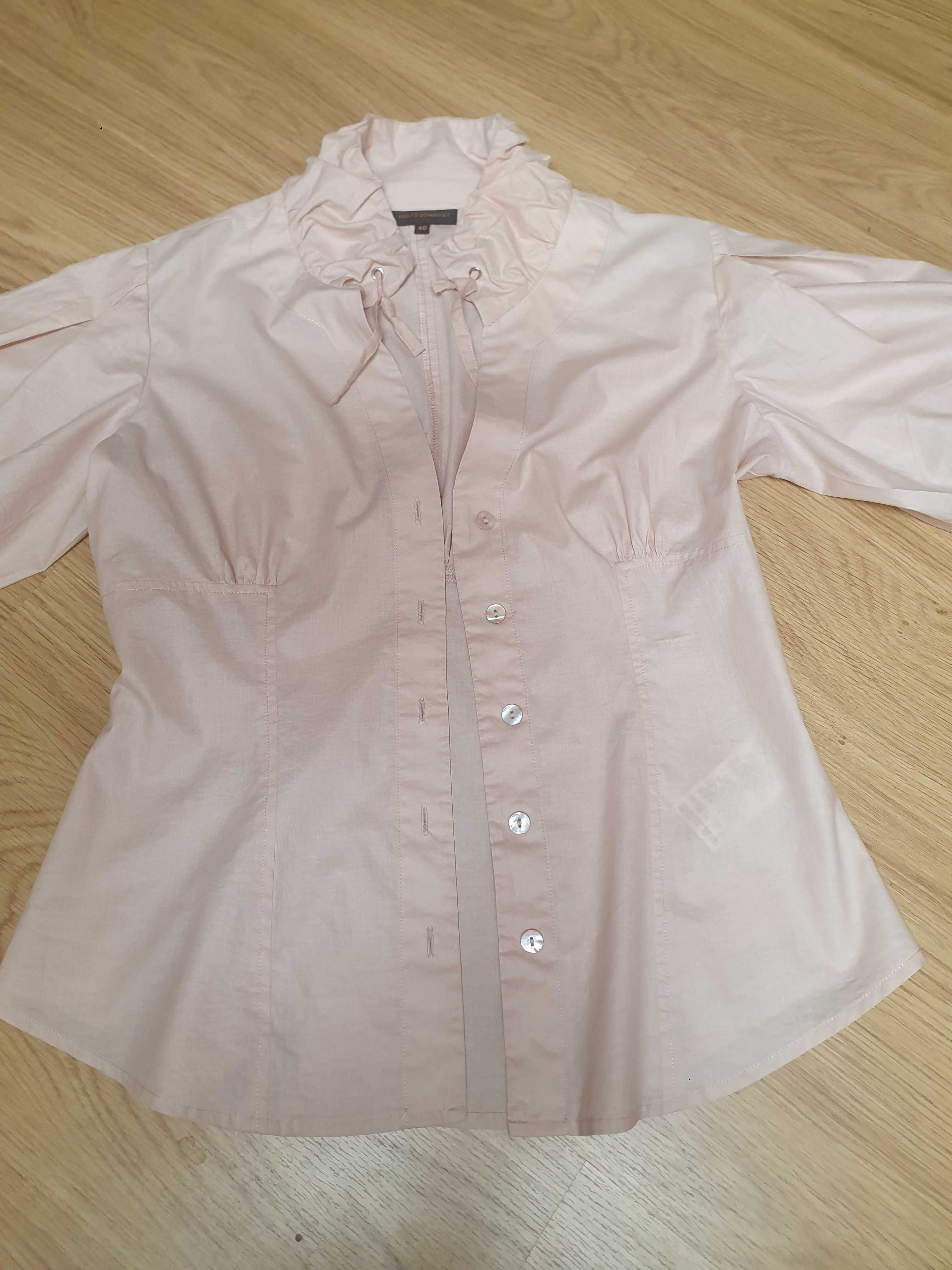 Excelente camisa creme/rosa claro, manga curta abalonada, 40, Adolfo D