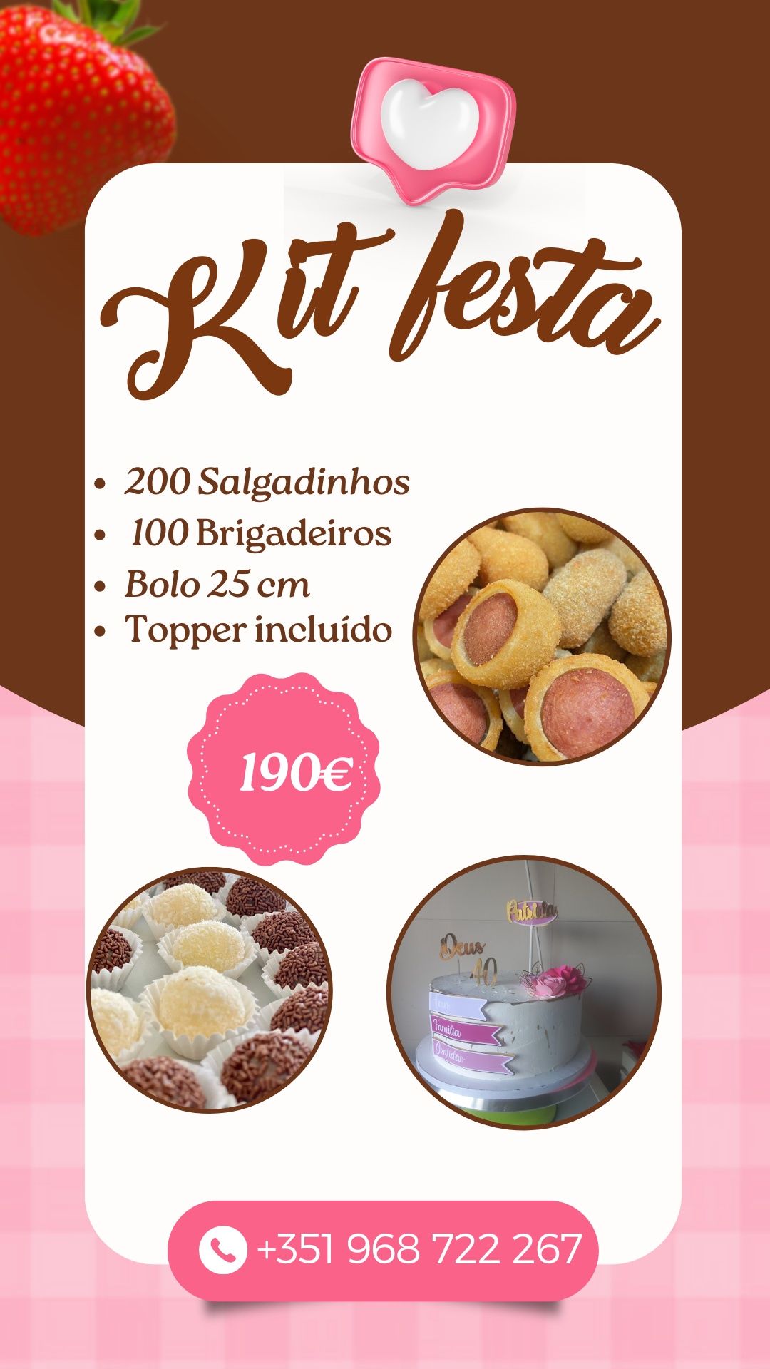 Kit Festa Bolo Salgadinhos Brigadeiros Personalizados