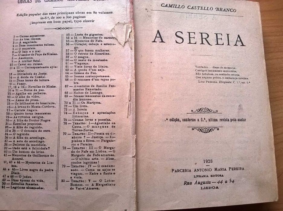 " A Sereia " -  Camilo Castelo Branco (portes grátis)