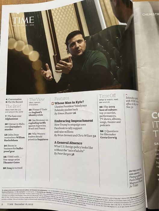 Журнал TIME Magazine 2019 Зеленський “The man in the middle”
