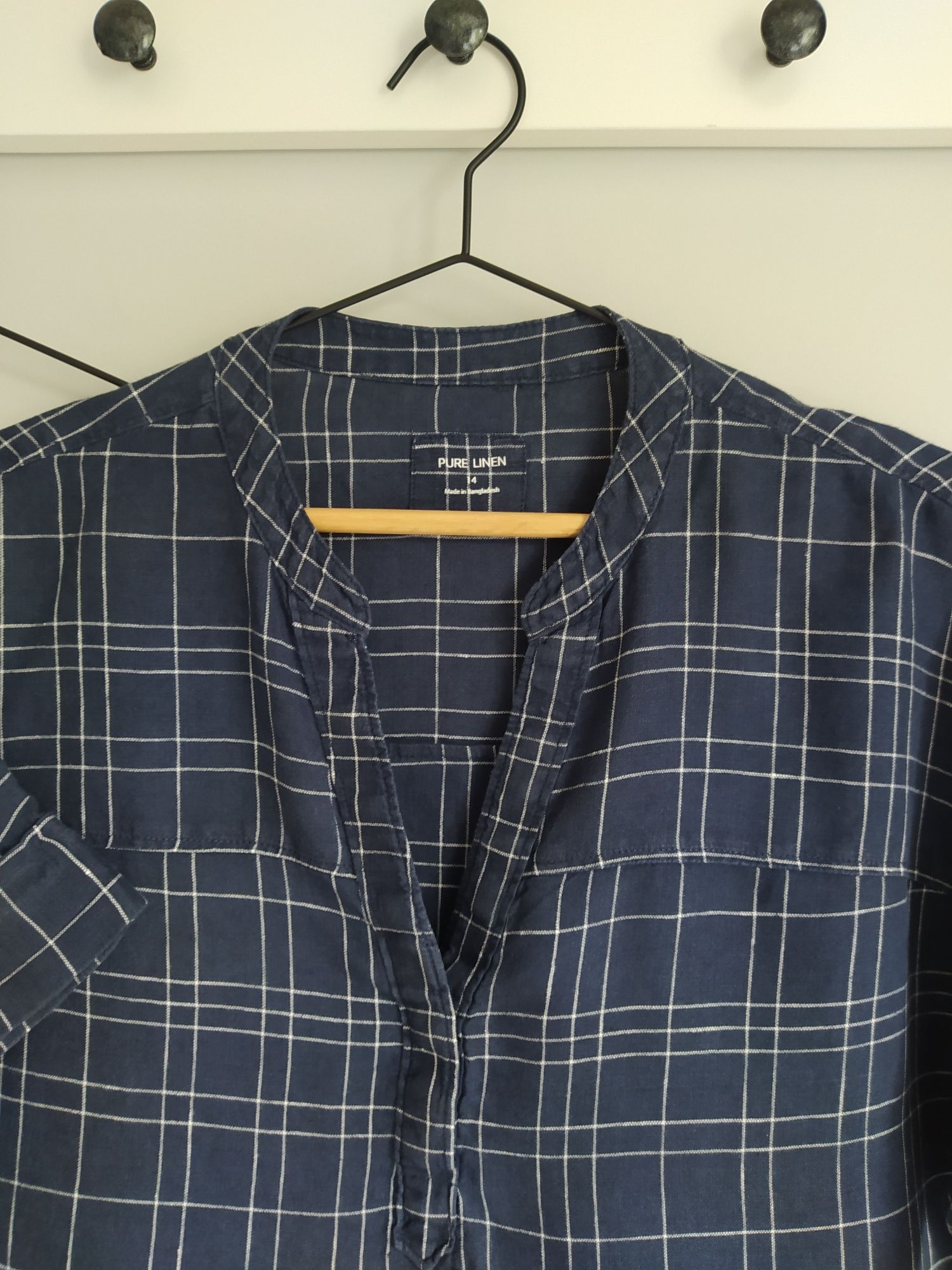 Granatowa, letnia lniana ( 100%)- bluzka, luźna, oversize M&S 42