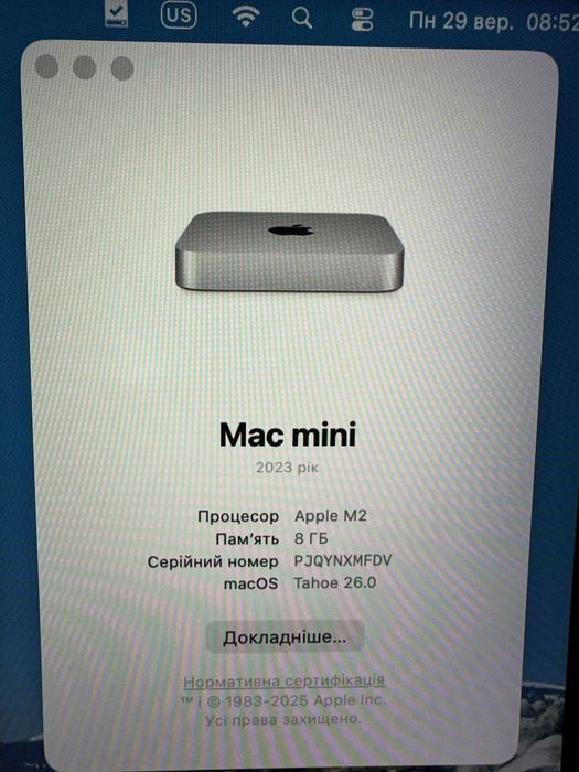 MacMini m2 8/256 надпотужний APPLE