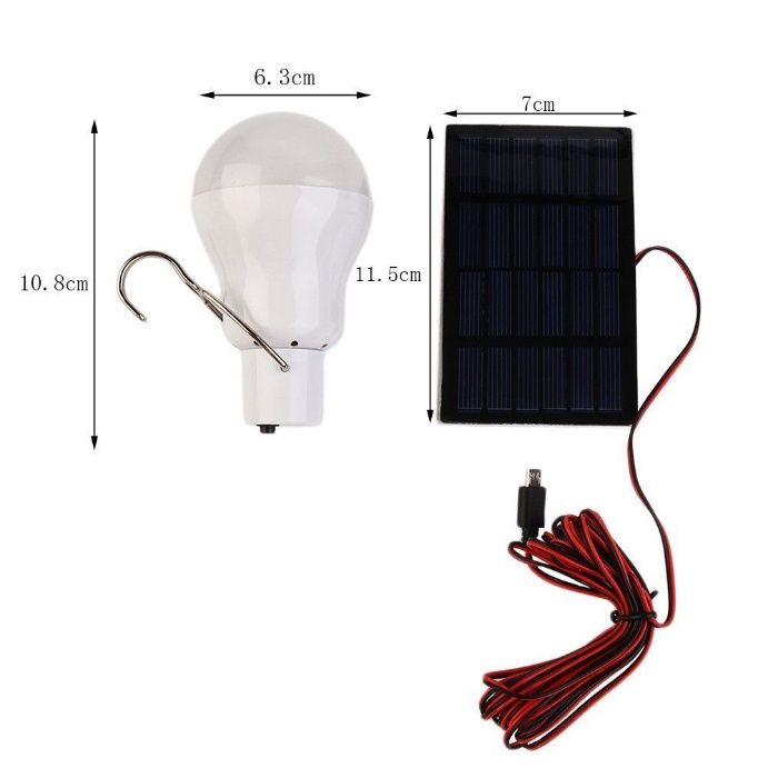 lâmpada luz LED portatil com bateria e painel solar (micro usb) -novo