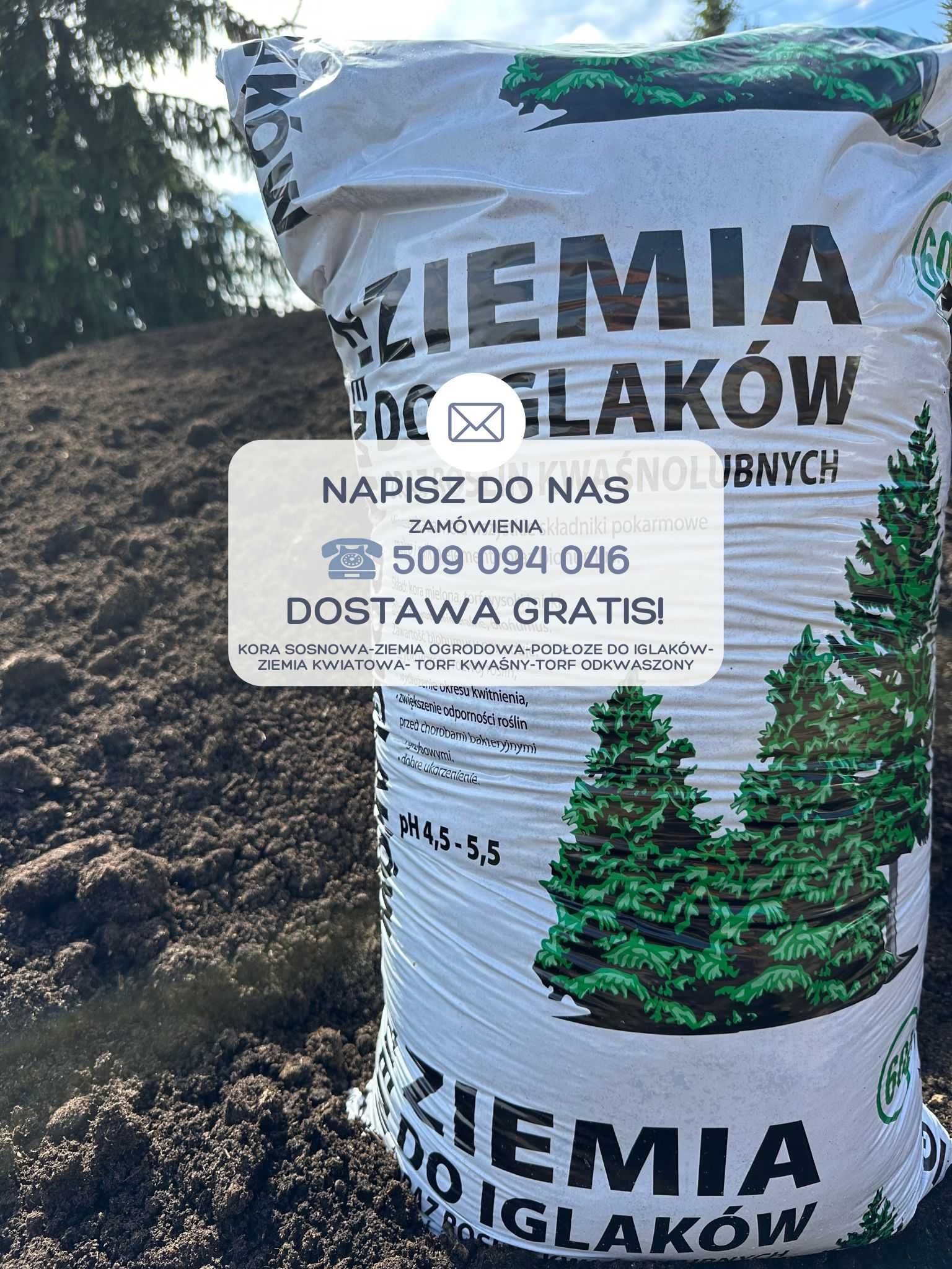 Kora sosnowa Ziemia ogrodowa/kwiatowa/do iglaków Torf Nawóz DOSTAWA