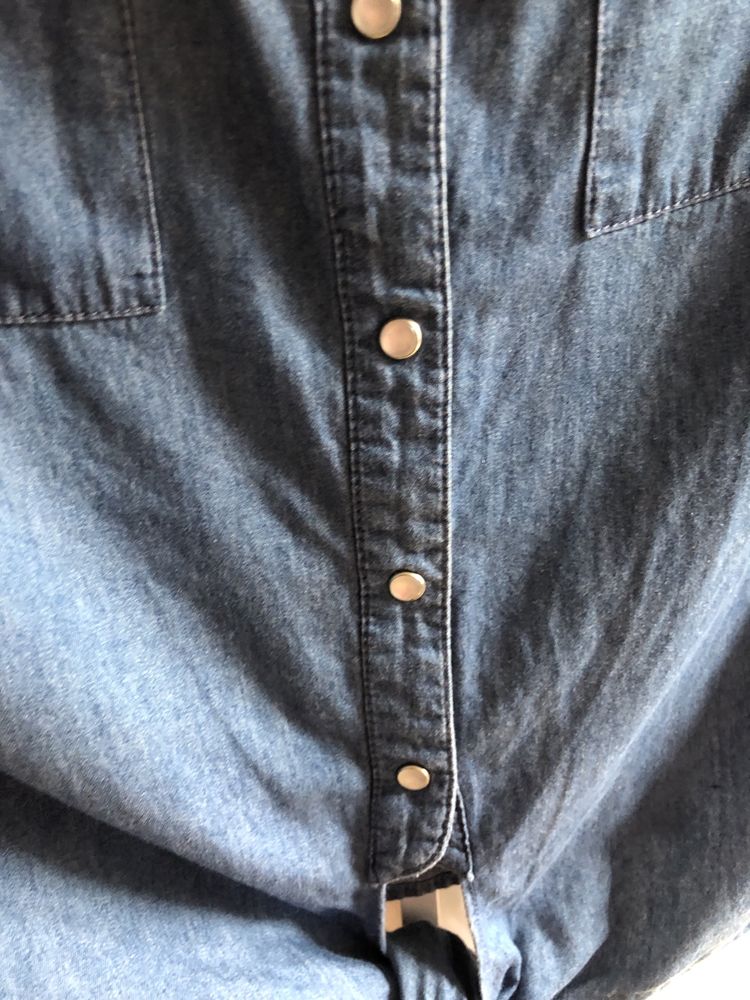 Koszula jeansowa wiązana top Oasis xs/34 bez rękawów na lato rozpinana