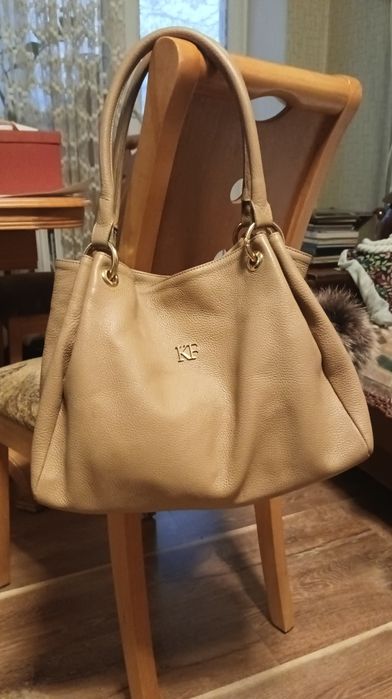 Шкіряна сумка світло-коричнева