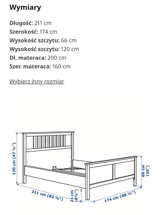 Łóżko Hemnes 160x200, plus materac