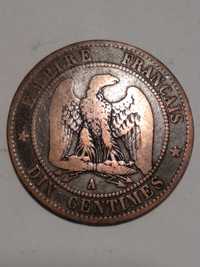 Moeda de 10 Cêntimos 1856 França do tempo de Napoleão