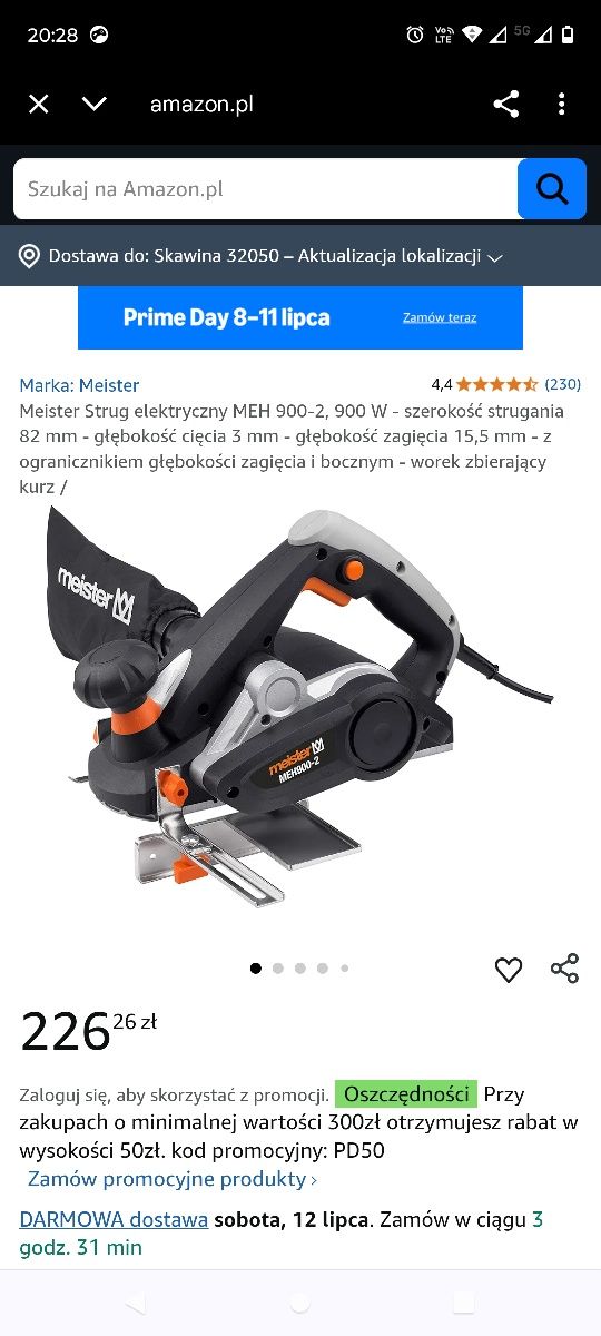 Stróg elektryczny Elektro hobel 900 wat
