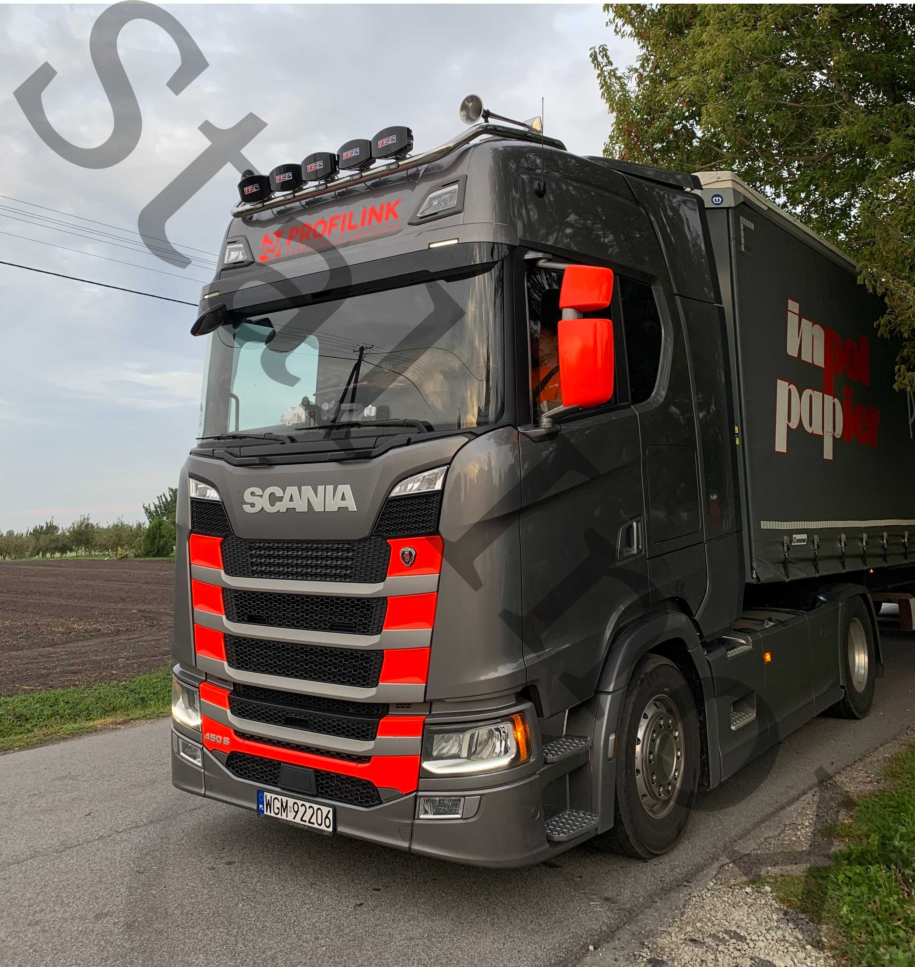 Orurowanie górne ze stali nierdzewnej Scania Next Gen oświetlenie led
