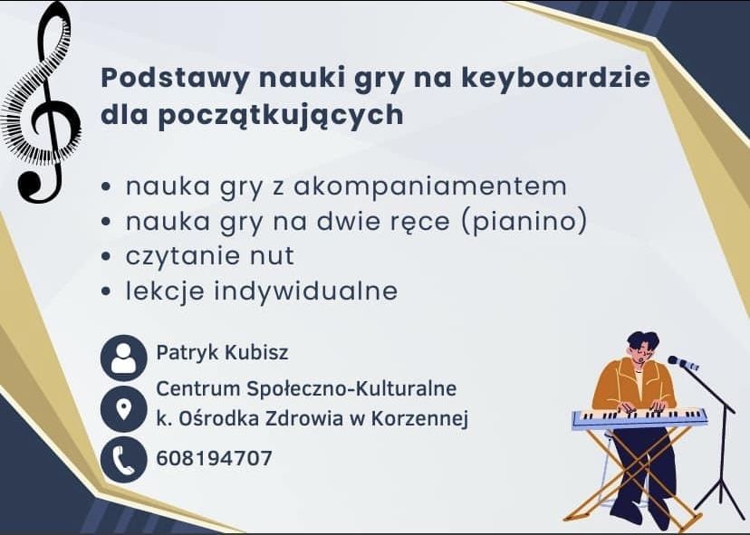 Podstawy nauki gry na keyboardzie z czytaniem nut Nowy Sącz i okolice