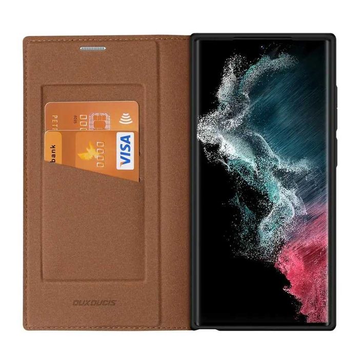 Dux Ducis Skin X2 Samsung Galaxy S23 Ultra etui skórzane z klapką brąz