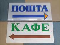 Таблички Кафе і Пошта.