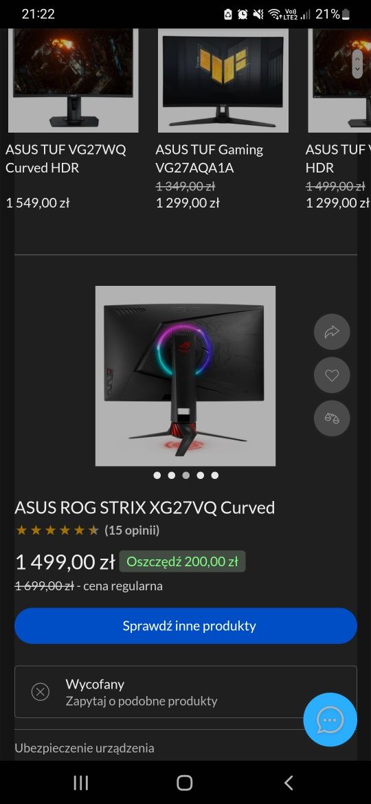 Sprzedam monitor Asus Rog Strix 27cali 144hz 4ms