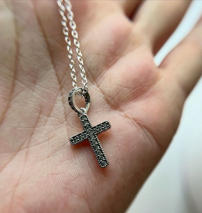Хрестик Пандора 925 проба із ланцюжком