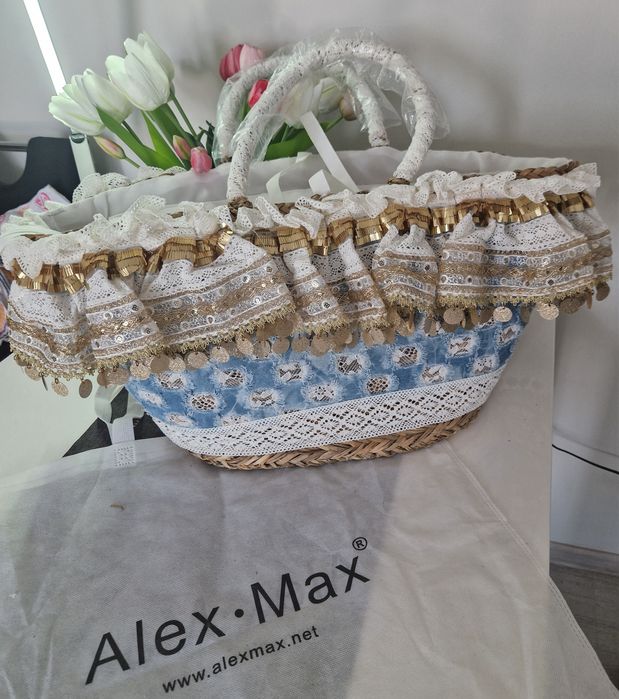 Alex Max Koszyk Słomkowy Plażowy BohoTorba Nowy Włochy