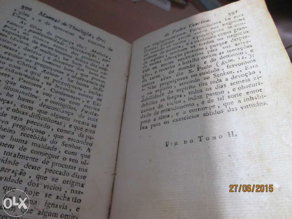 Livro de 1800 - manual da theologia christã, dogmática e moral do padr