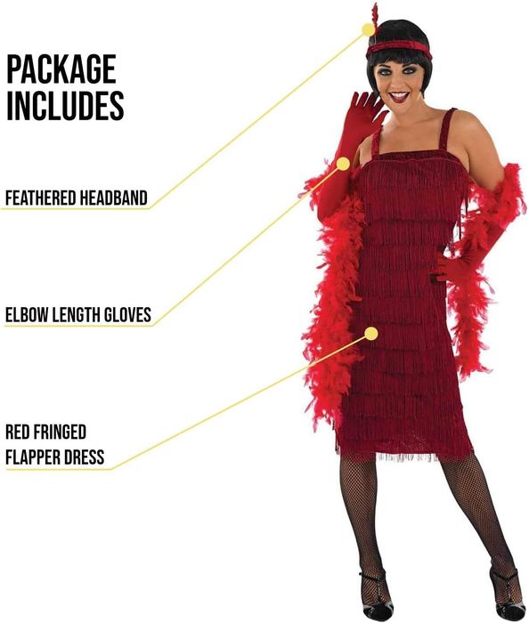 Strój flapper 20s czerwony - kostium damski Rozmiar Xl