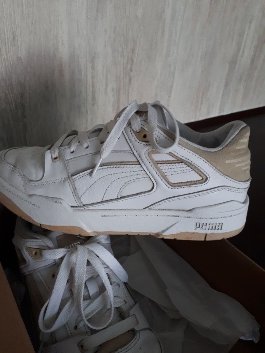 Шкіряні кросівки PUMA White-Granola Slipstream чоловічі 44розміру.