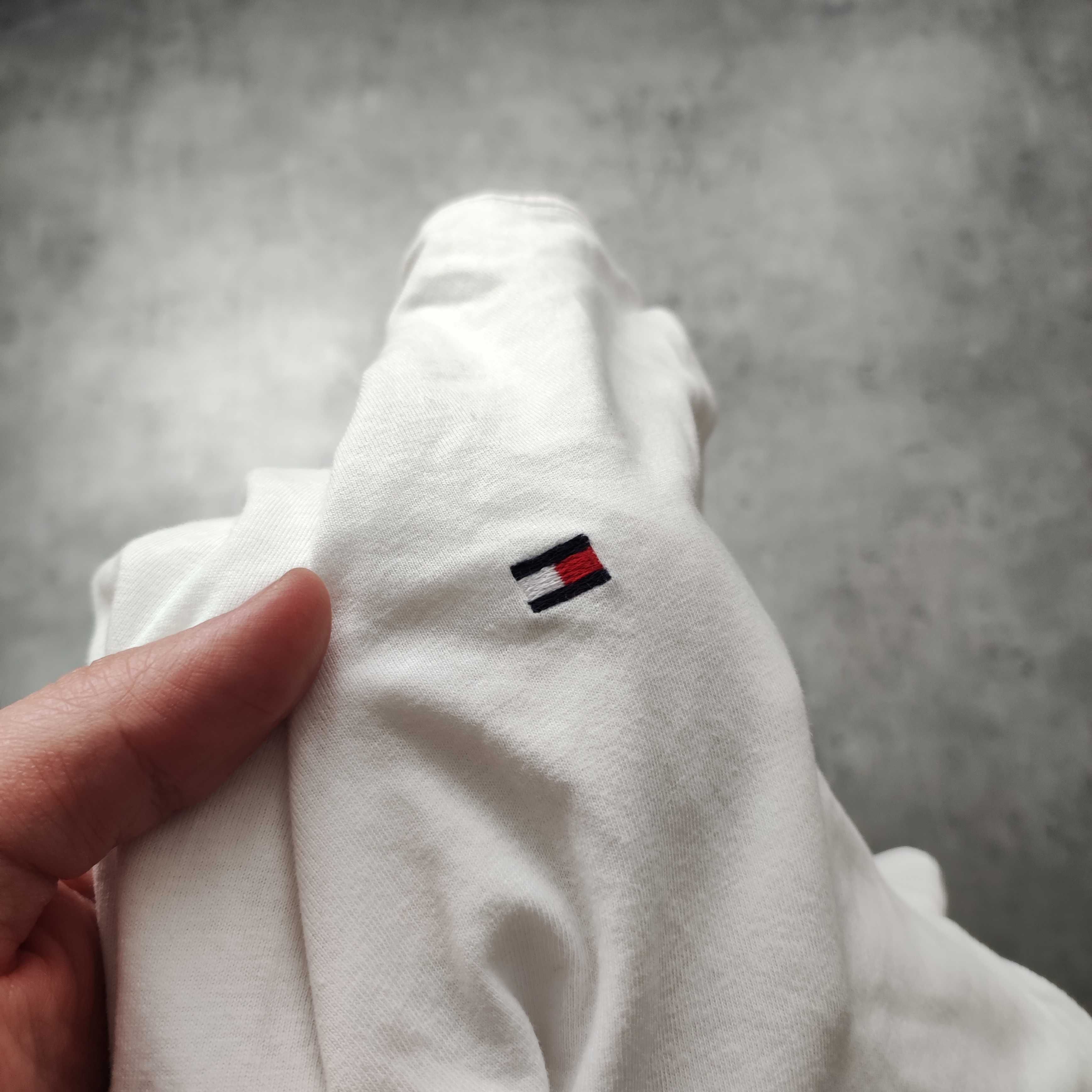 MĘSKA Koszulka Bawełna Biała Elegancka Tommy Hilfiger Logo PREMIUM