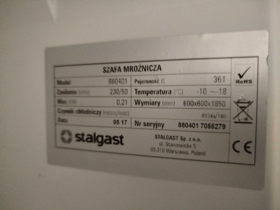 Szafa mroźnicza i chłodnicza Stalgast 361L