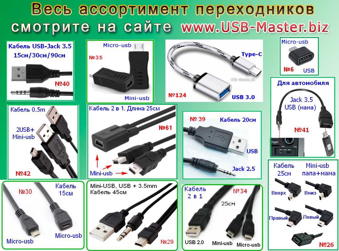 USB-Type-C-Micro-Mini-Jack-Hdmi-VGA-AUX-3.5-DVI-ВС-Lan-SATA-HDD-SSD