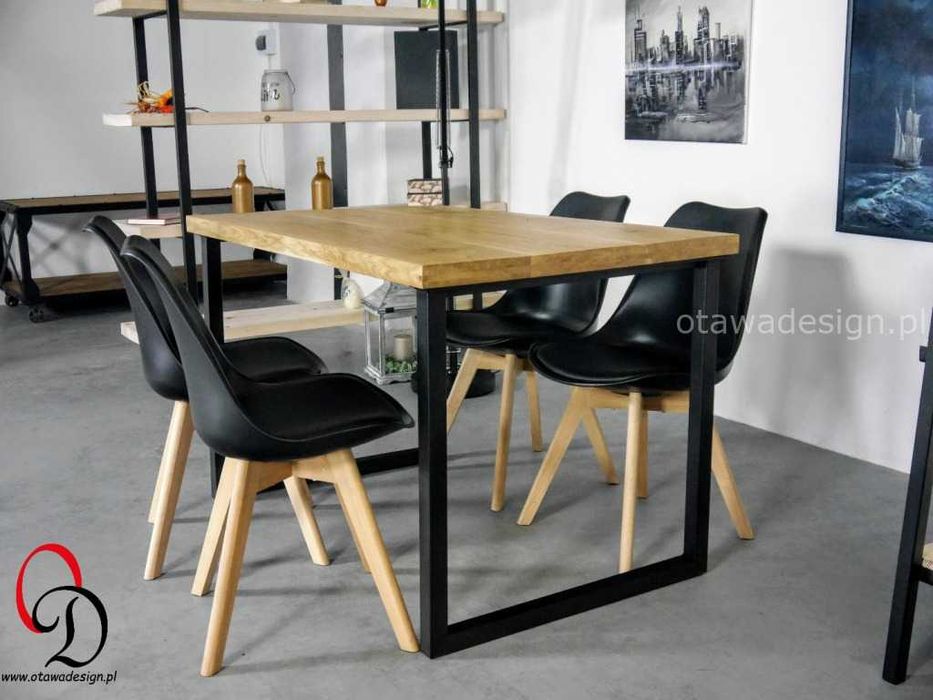 Nowoczesny stół loftowy LOFT z litego drewna stalowe nogi