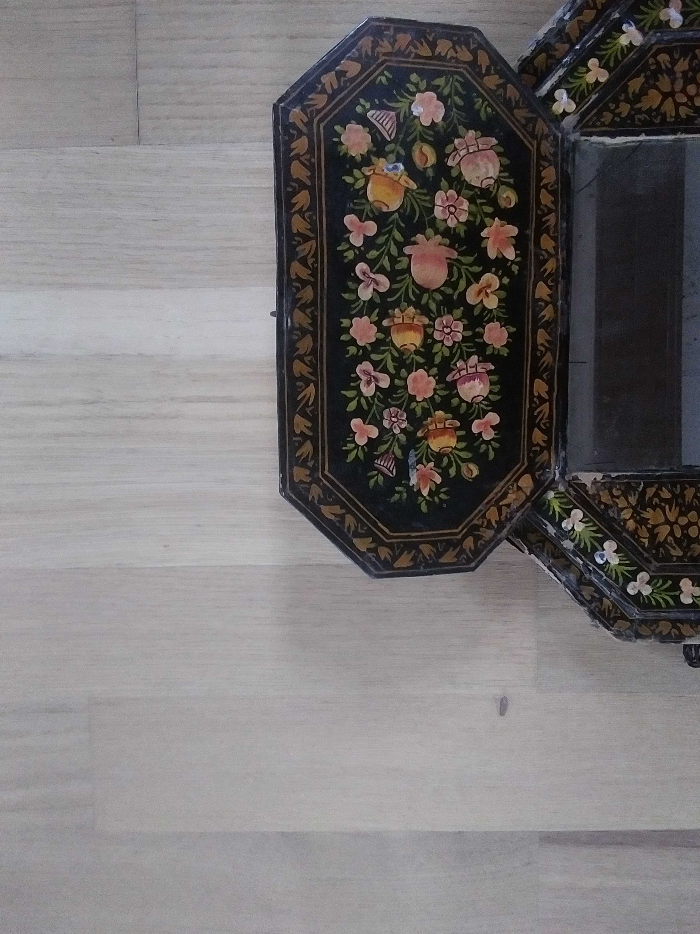 Lustro w oprawie malowane recznie, AFGANISTAN ANTYK