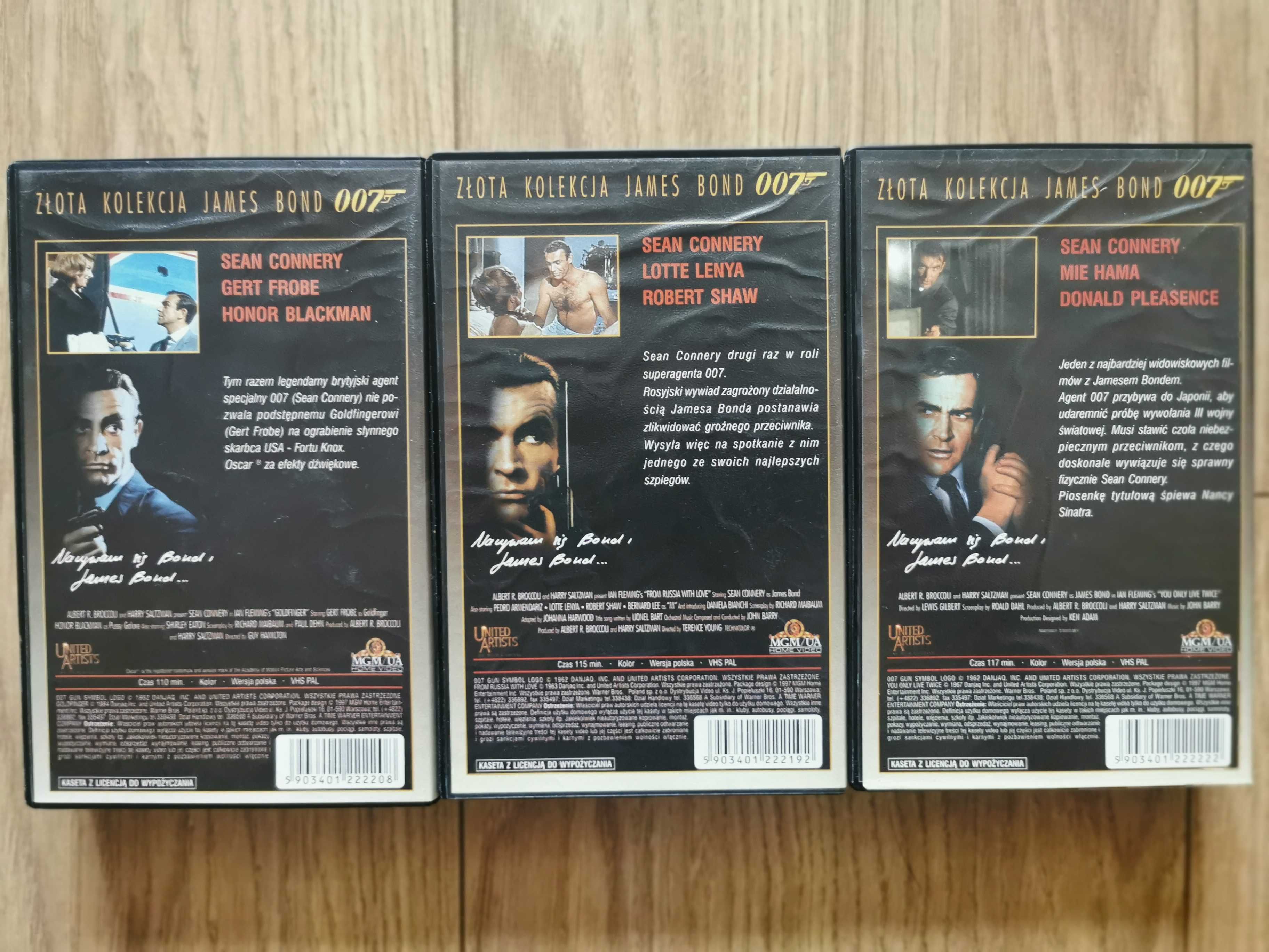 Zestaw trzech kaset magnetowidowych - VHS - 007 || James Bond