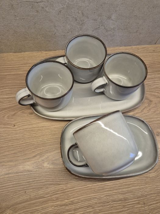 Ikea GLADELIG zestaw kubek talerze półmisek szary