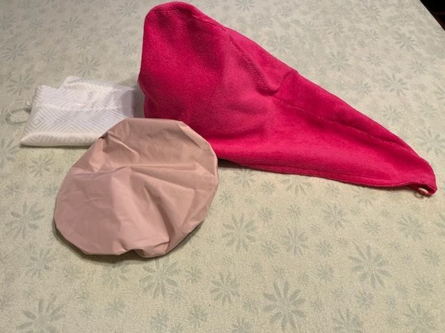 Turban recznik frote bambus  czepek nieprzemakalny i woreczek handmade