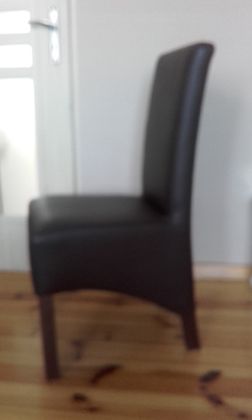 Krzesło z oparciem tapicerowane ekoskóra ciemny brąz