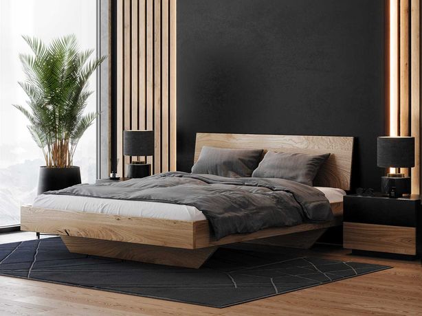 Łóżko drewniane Dębowe 160x200cm Lewitujące Piacenza, różne wymiary