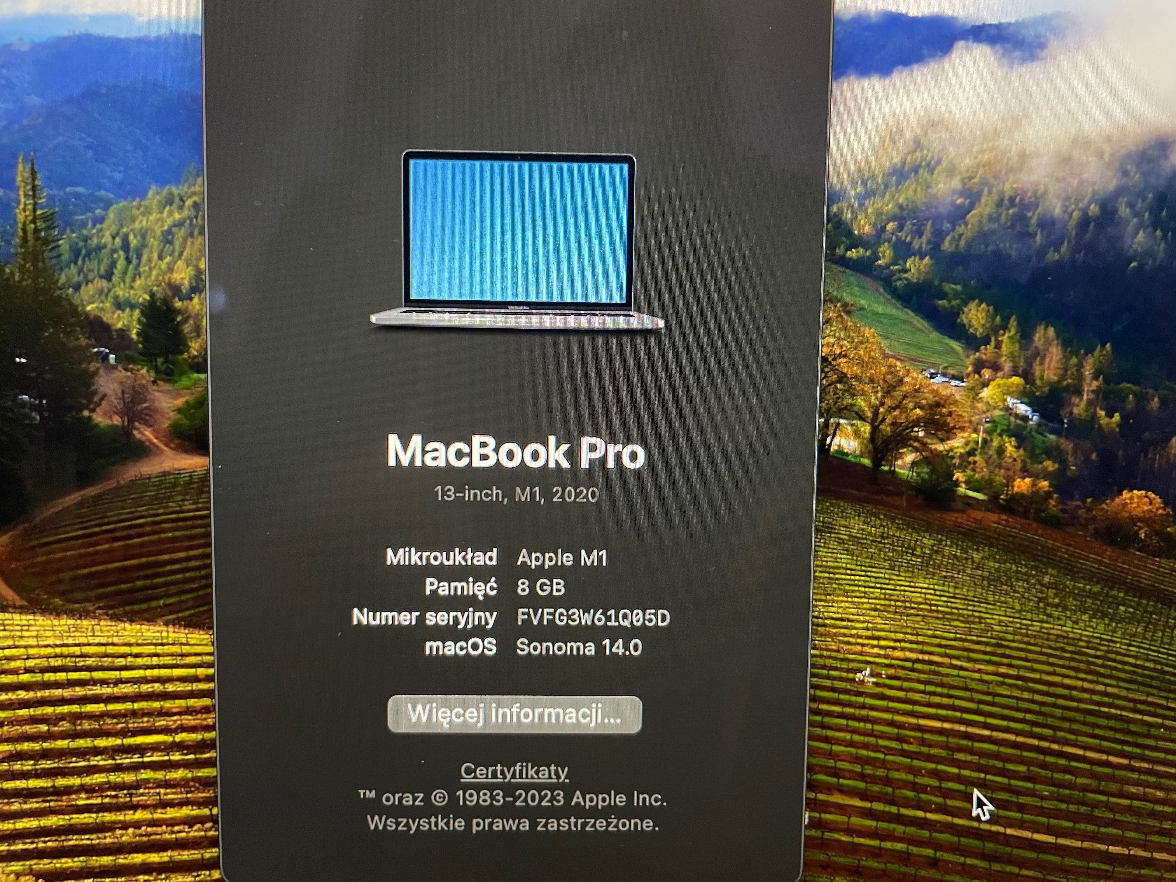 Macbook pro 13.3" M1/256GB/8GBRAM GWIEZDNA SZAROŚĆ