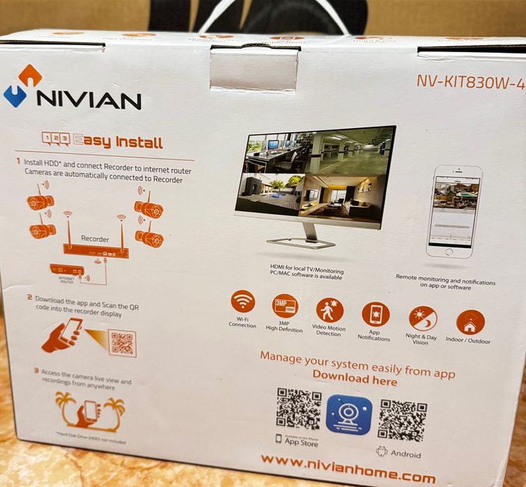 Video-Câmera de Vigilância Nivian Nv-Kit830w-4cam