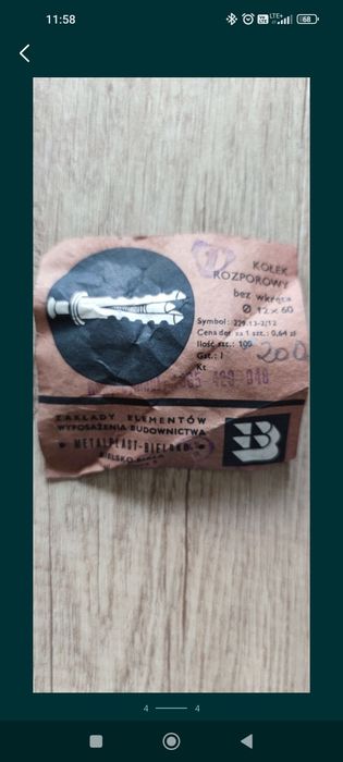 Kołek dybel 12x60. 5zl za 100sztuk