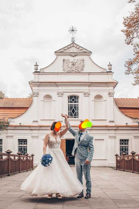 Suknia ślubna /ecru/model 2022 plus welon katedralny 2.5m i etola