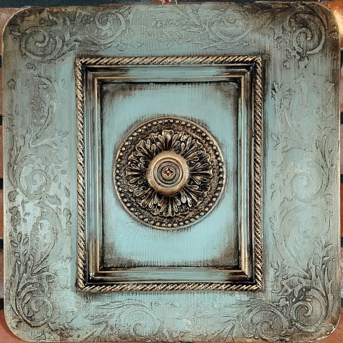 Obraz na drewnianej desce, panel ozdobny z 100 letnią ramą