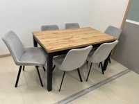 (35) Stół loft rozkładany + 6 krzeseł, okazja 1600 zł nowe!