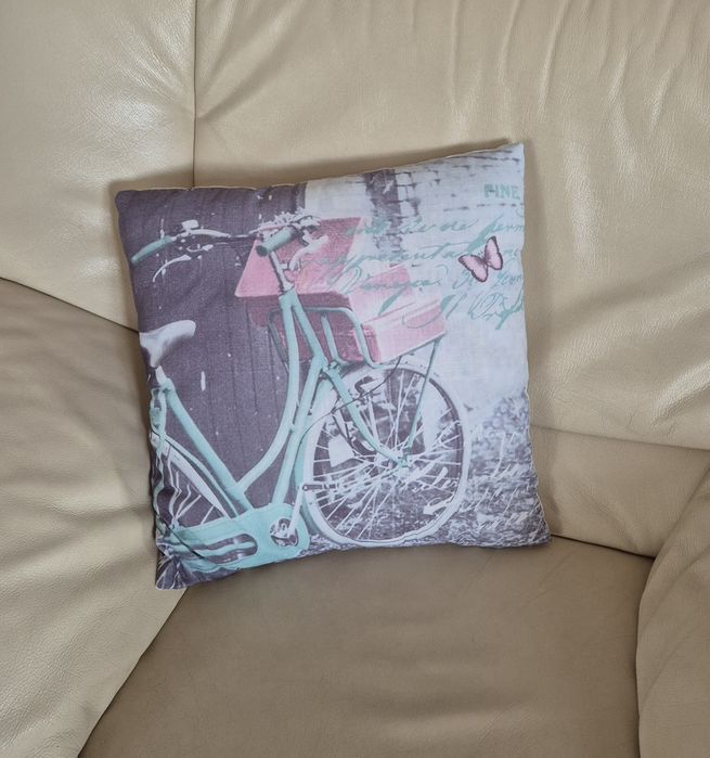 poduszka dekoracyjna rower miętowa niebieska różowa