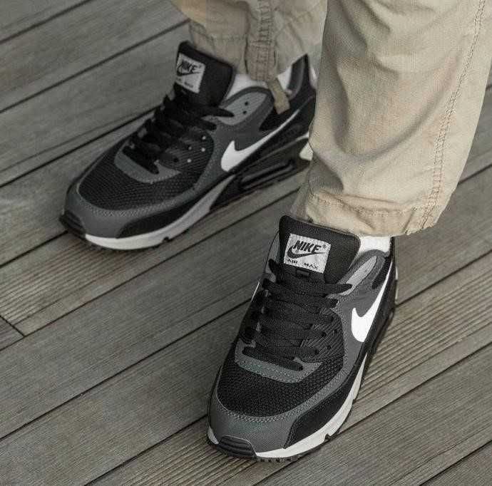 Мужские кроссовки Nike Air Max 90 Black Grey White 40-45 найк аир Хит!