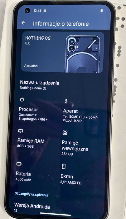 Smartfon NOTHING PHONE 1 8/256GB 5G 6.55" 120Hz