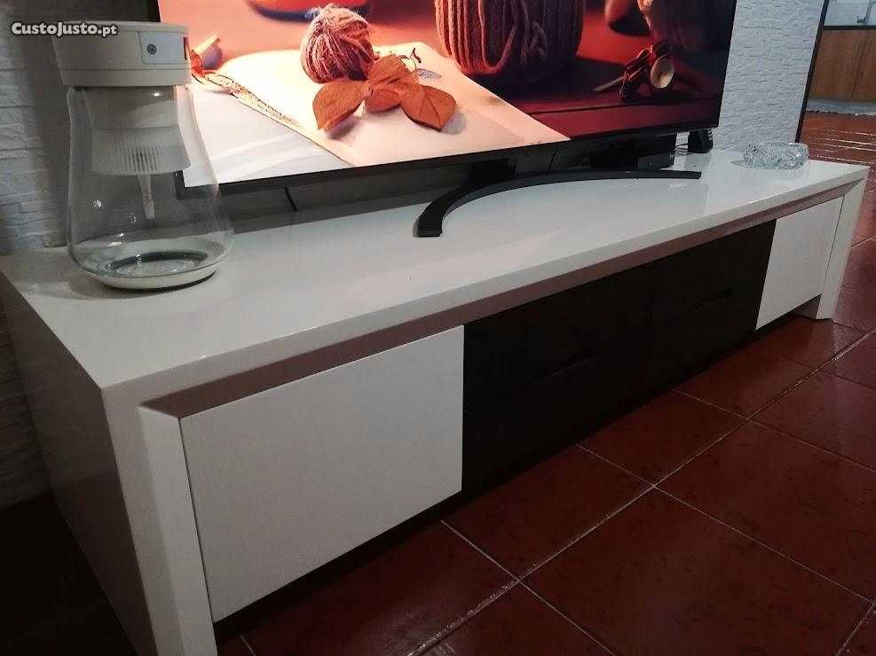 Móvel TV Branco e Castanho Lacado-como novo